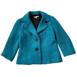 Cabi Wool Blend Boucle Knit Jacket Blue Size 6